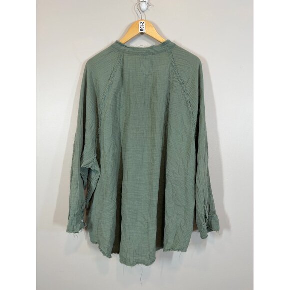 Aerie Women's Sage Green 100% Cotton Gauze Tunic Shirt XL Minimalist - Picture 3 of 8